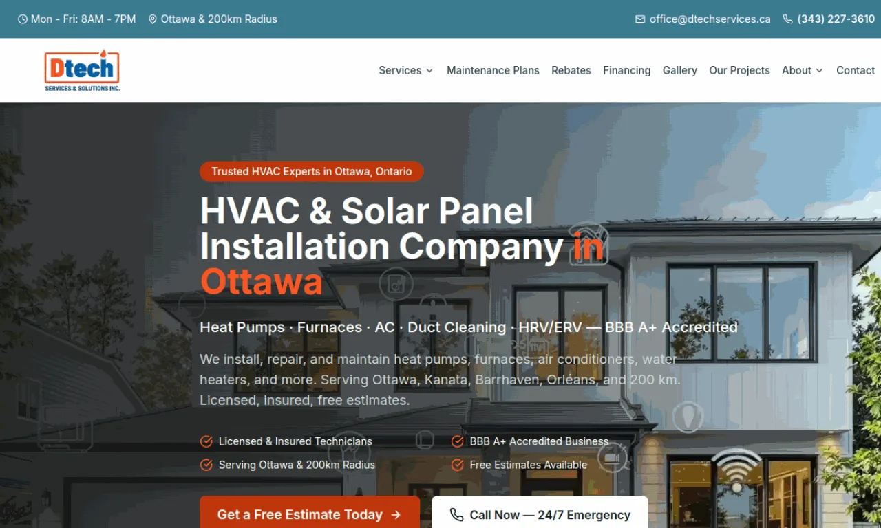 DTech Services website built with SeonixAI technology