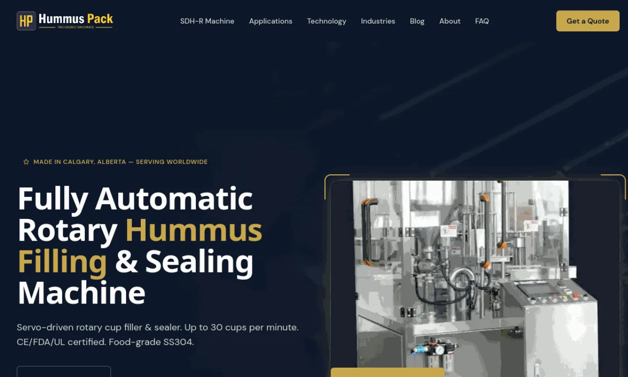 Hummus Pack website built with SeonixAI technology
