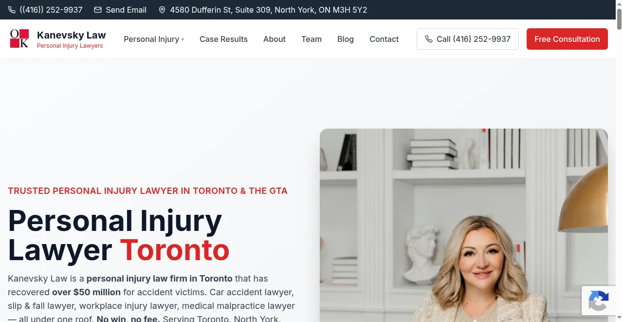 Kanevsky Law website built with SeonixAI technology