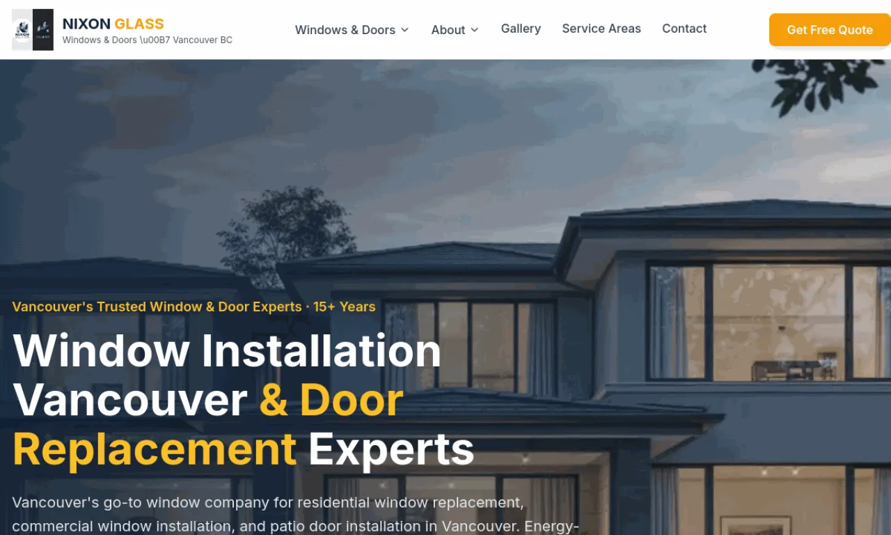 Nixon Glass website built with SeonixAI technology