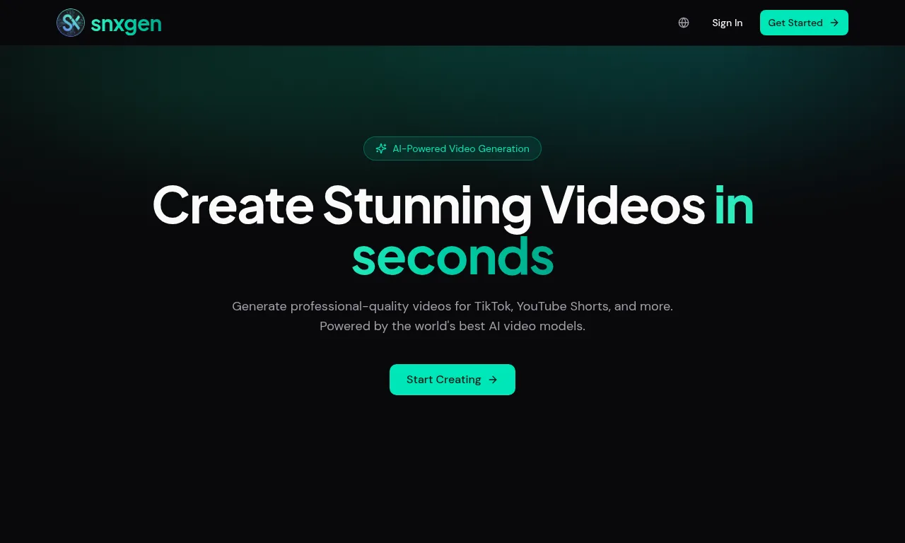 snxgen website built with SeonixAI technology