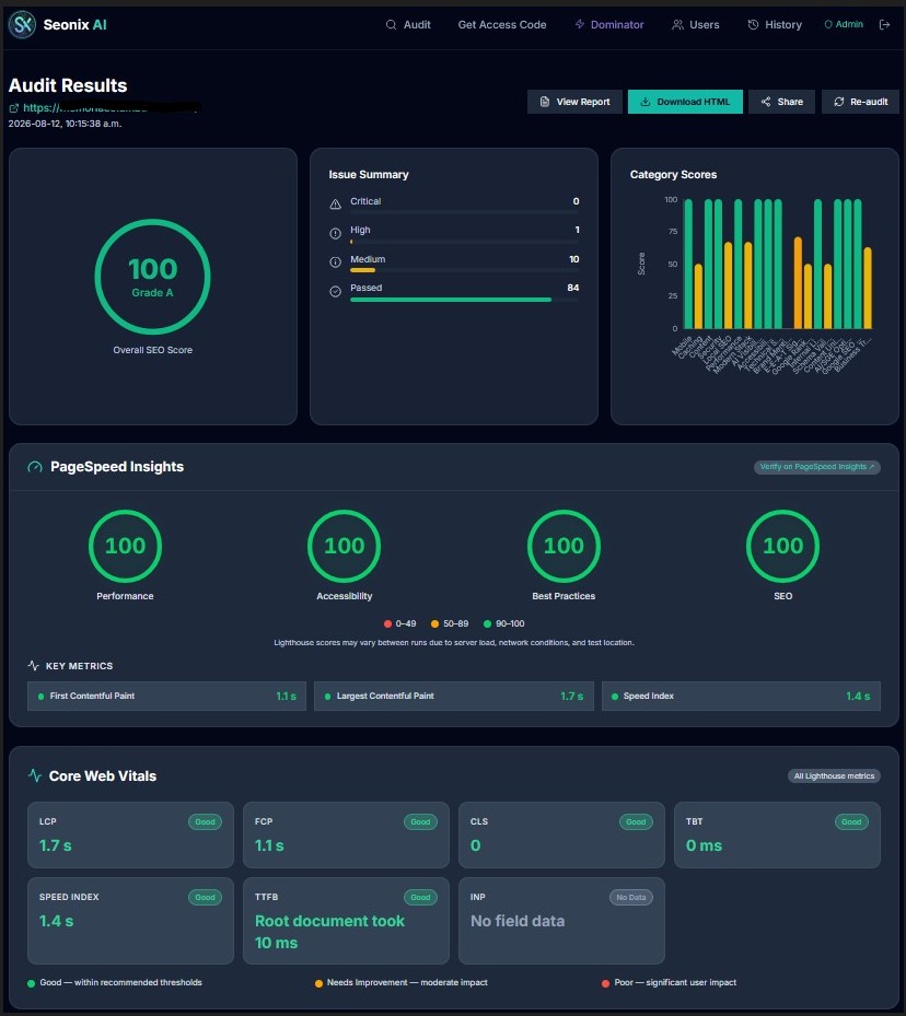 SnxAudit Pro — комплексная панель аудита SEO, производительности, доступности и безопасности